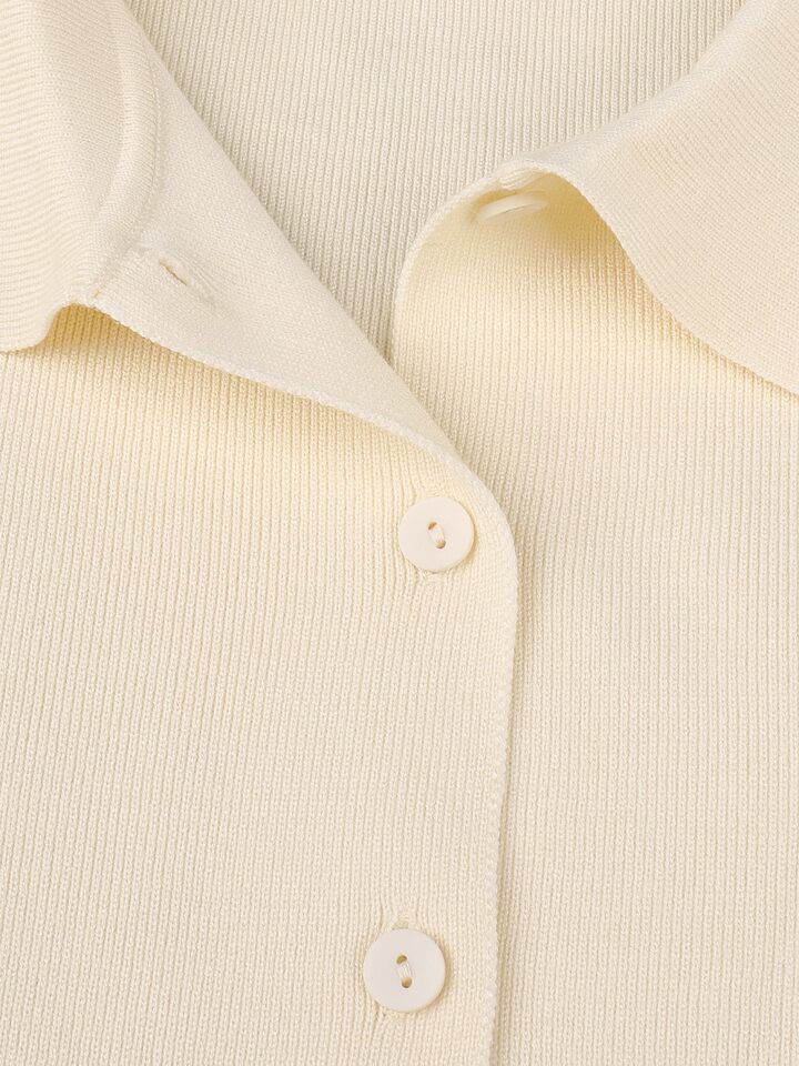 Bộ đầm len dệt kim áo khoác cardigan cổ bẻ cài nút và chân váy dài phong cách Âu Mỹ — Màu be chi tiết 13