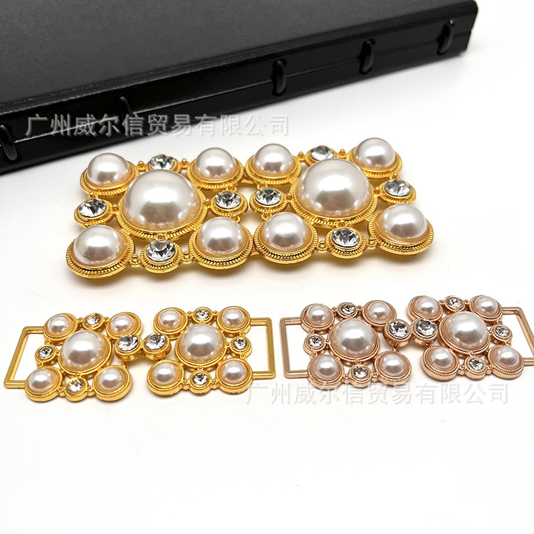 【合金珍珠扣】厂家现货镶钻鞋扣皮带扣 箱包窗帘抱枕饰品BK200