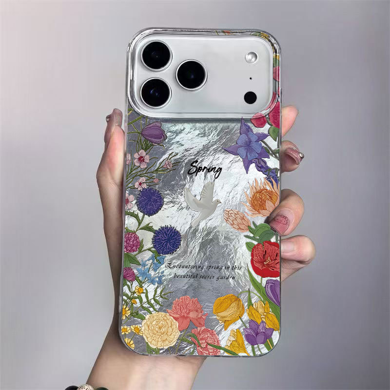 Bird Flower Iphone17 Trendyy Mobile Phone Case Suitable for Apple 16Pro European and American 14Promax13 Fashion 15