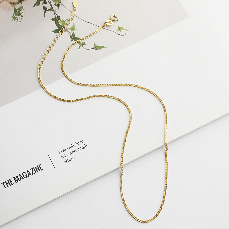 S925純銀肖邦鏈DIY手工項鍊鎖骨鏈條裸鏈簡約時尚銀鏈飾品配件