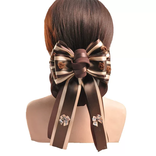 Large Bow Hair Net with Tassels, Thai Style Hair Accessory for Women, Professional Hair Net Headpiece
