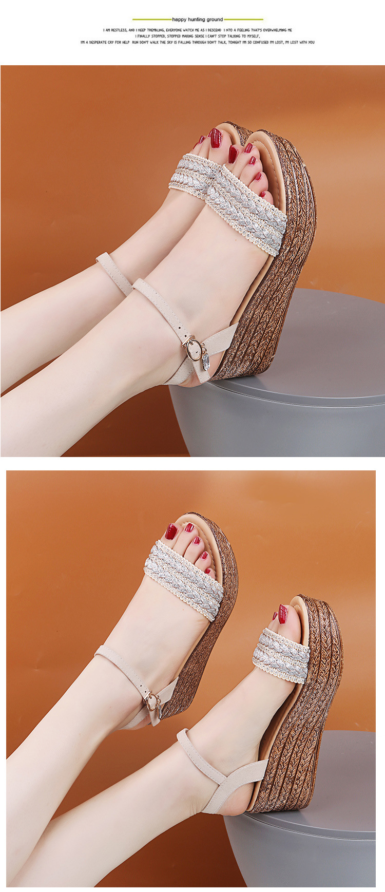 Bohemian summer new high-heeled wedge-heeled shoes NSZSC59552