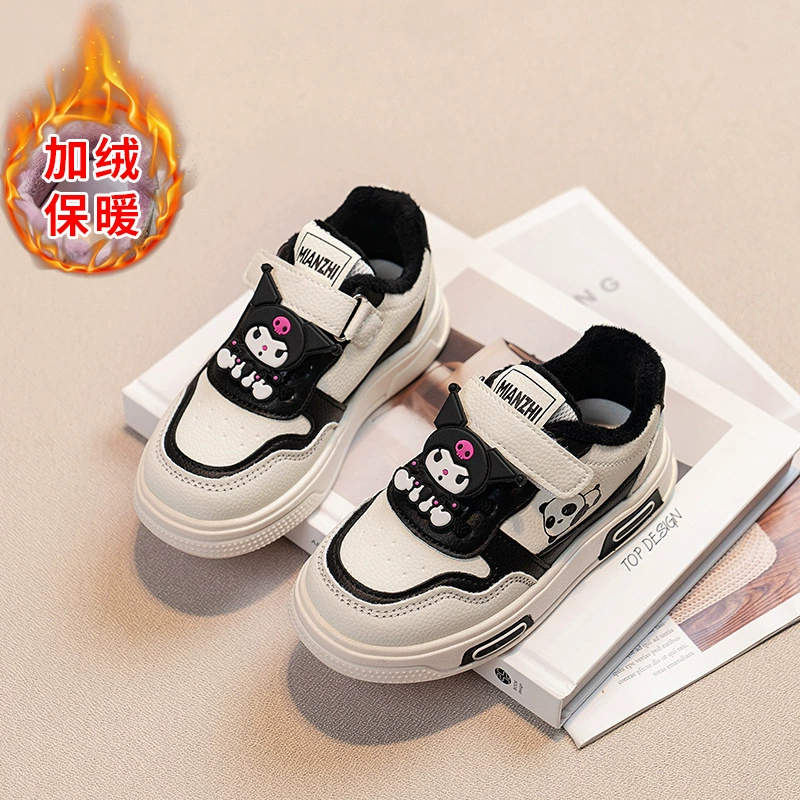 Детская обувь для девочек кроссовки 2024 новый осенний куламский детский кроссовок для девочек осень-зима бархатные маленькие белые туфли