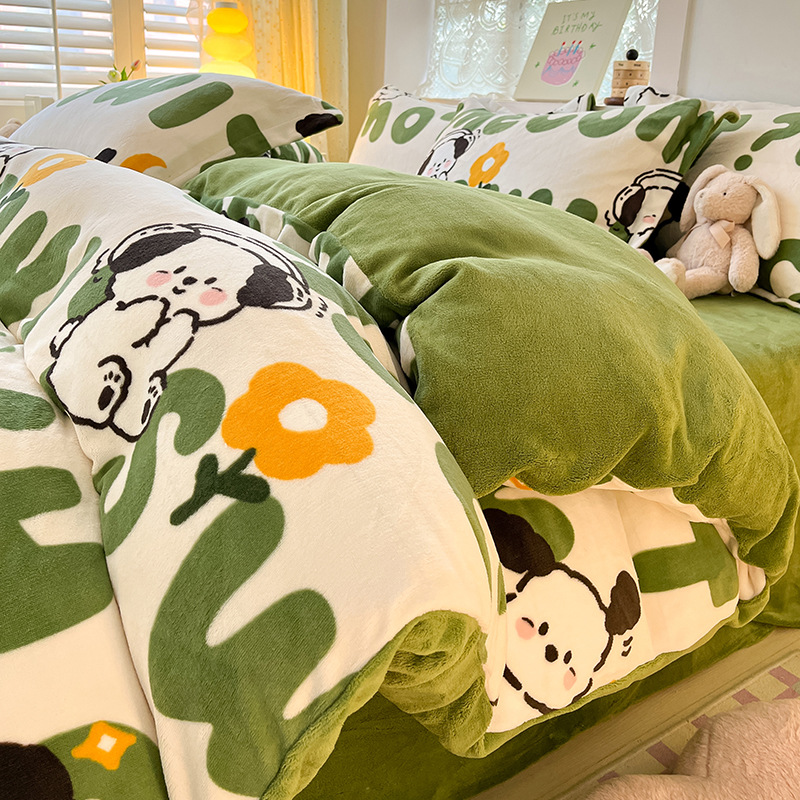 Otoño y invierno leche edredón cubierta de una sola pieza de coral doble edredón grueso dormitorio de estudiantes individuales 200x230