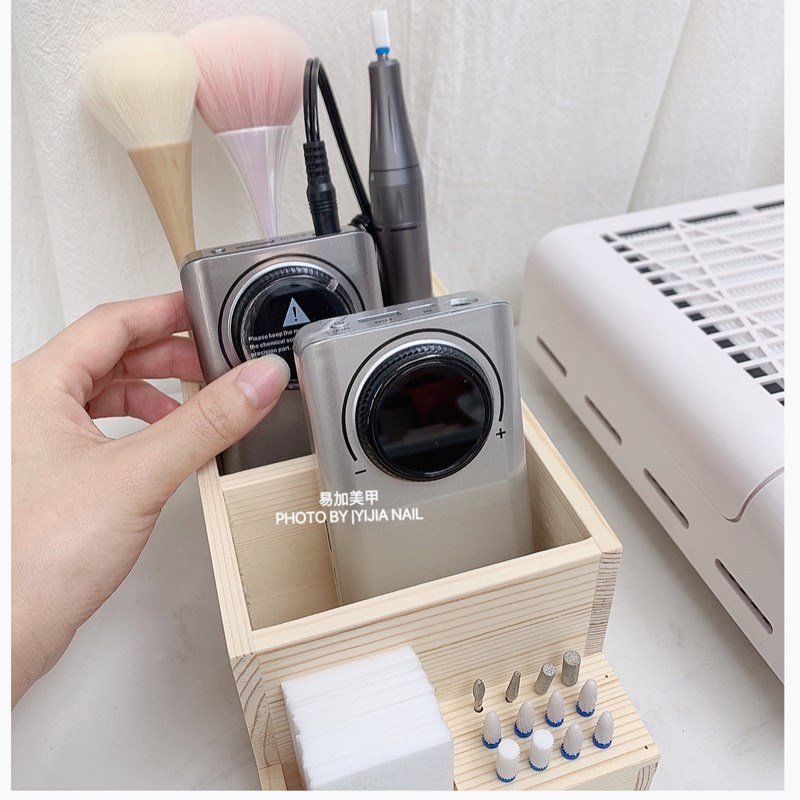 Máquina de pulido de uñas caja de almacenamiento de doble capa simple estilo registro caja titular de la pluma tienda de uñas herramientas especiales Nueva celebridad de Internet