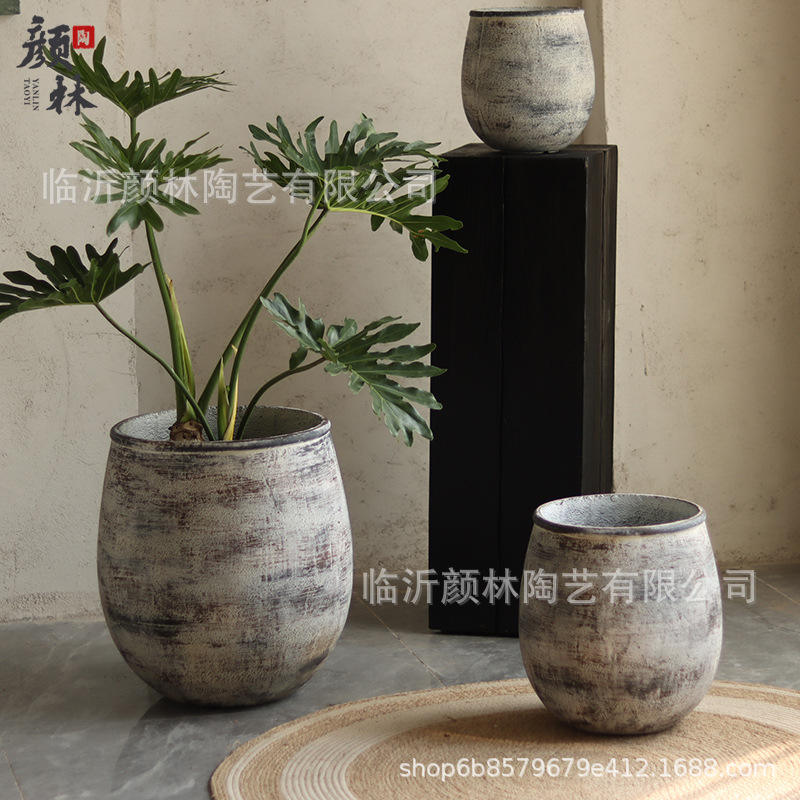 Simple y creativo maceta de flores de cemento sala de estar verde interior balcón patio plantación de flores de piso centro comercial hotel decoración maceta
