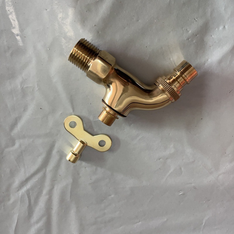 Copper natural color key-equipped washing machine faucet with quick-boiling nozzle wall-mounted washing machine faucet manufacturer wholesale Specification drawing
