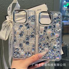 豪華なダイヤの携帯ケース蝶14/15はリンゴ16pm/16pro真珠贅沢11/12フラッシュドリルに適用される