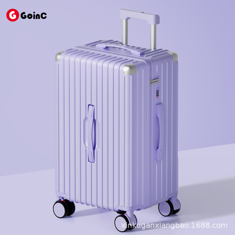 Maleta de color de contraste de gran capacidad, maleta con ruedas multifuncional para mujer, cinco ruedas, compartimento de doble cara de alto valor, maleta con contraseña para hombre