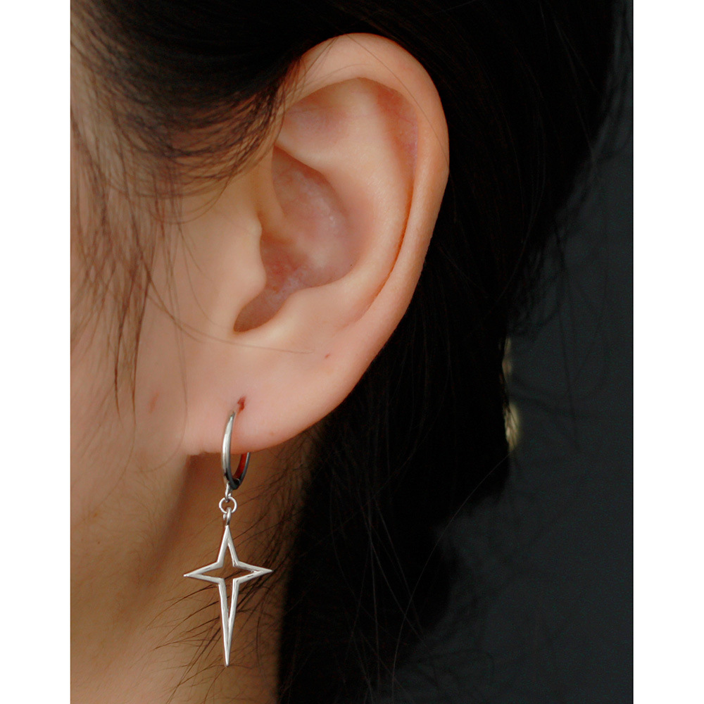 1 Pair Simple Style Star Plating Hollow Out Sterling Silver Drop Earrings display picture 2