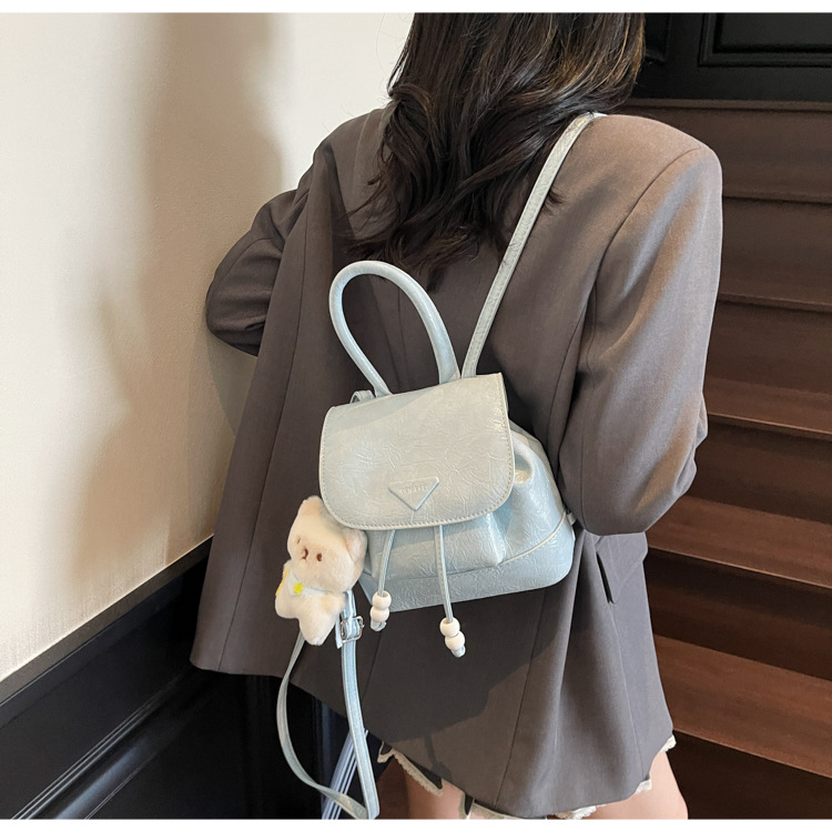 Stylish and sweet casual mini shopping and travel backpack 2025 New style, trendy and versatile solid color hand-held backpack undefined
