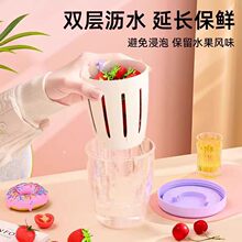 高颜值可沥水果杯便携式沙拉杯食品级自带叉子外出外带野餐盒密封