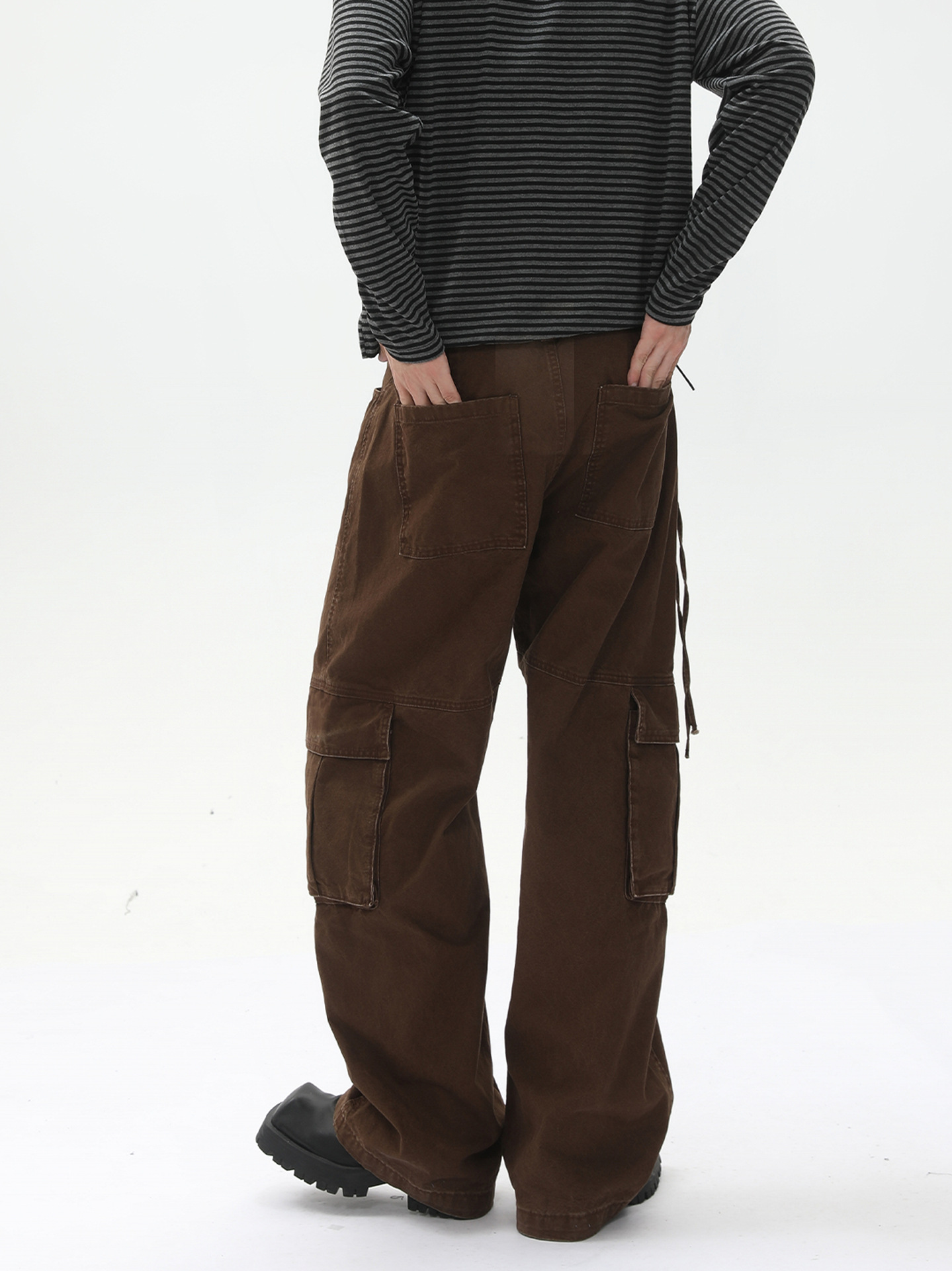 MTLCLOTHES Hombres| La mayoría de los bolsillos laterales de la calle alta decoración de cremallera personalidad rectas herramientas sueltas jeans