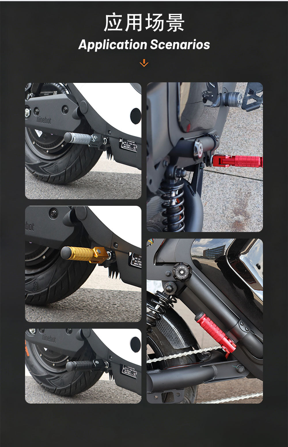 Universal folding footrests with M8 screws, 8-piece set, for electric scooters and electric bikes – a comprehensive collection of electric bike accessories