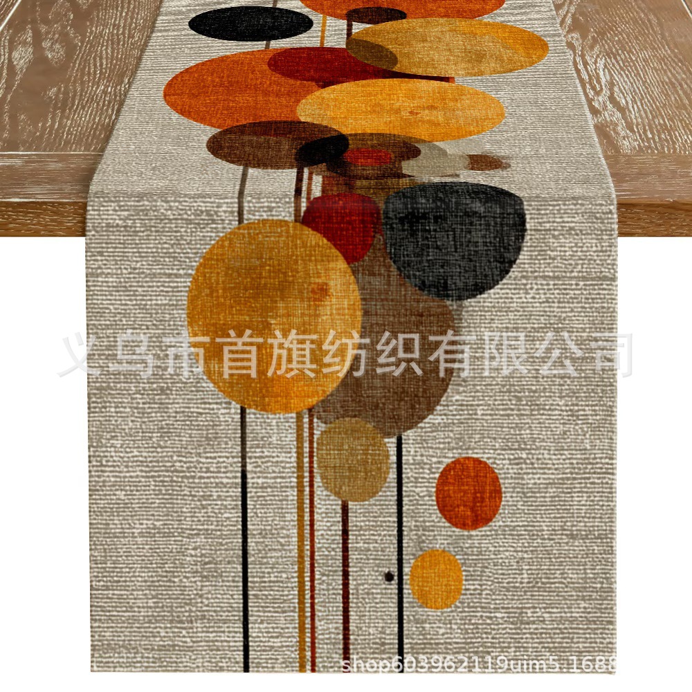 Otoño Día de Acción de Gracias bandera de mesa girasol de pino de hoja de pino decoración de bandera de mesa de acoplamiento profesional transfronteriza venta directa de fabricantes
