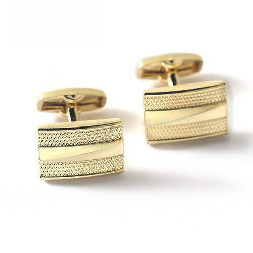 High-quality rectangular gold/silver-plated cufflinks, popular in foreign trade, wholesale French-style cufflinks for men