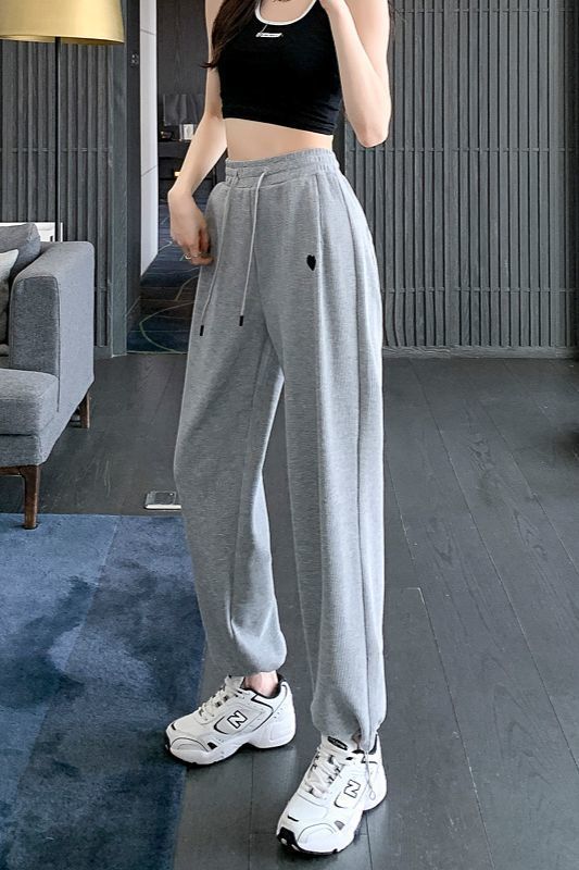 2025秋季女裤新品高腰直筒棉质保暖运动裤美式休闲长裤