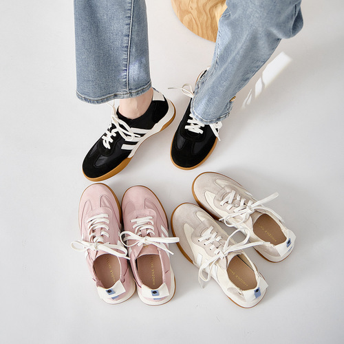 Dexun shoes, genuine leather biscuit shoes, white shoes, women's Korean version  new Forrest Gump shoes, soft-soled sports shoes, casual sneakers