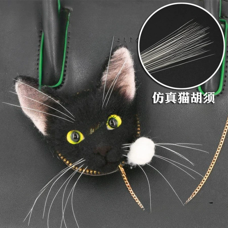 Имитация кошачьей бороды, шерстяная войлочная борода животного, аксессуары для самостоятельного изготовления, черная собачья борода ручной работы, материал для бороды британской короткой кошки