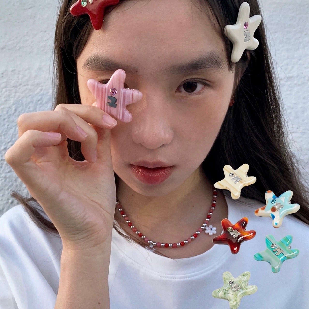 childlike cute tpi star color bang clip multicolor starfish headdress clip barrettes cute hairpin hair accessories