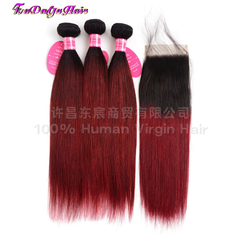 Cortina de cabello de color gradiente recto cortina de cabello humano cortina de cabello de color gradiente human hair Ombre #