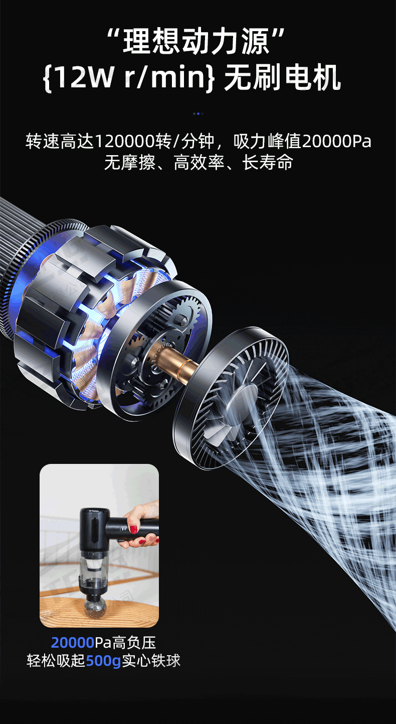 [Customized] Cross-Border Car Vacuum Cleaner with Super Strong Suction, Wireless Handheld Portable Vacuum Cleaner for Cars, Suction and Blowing in One