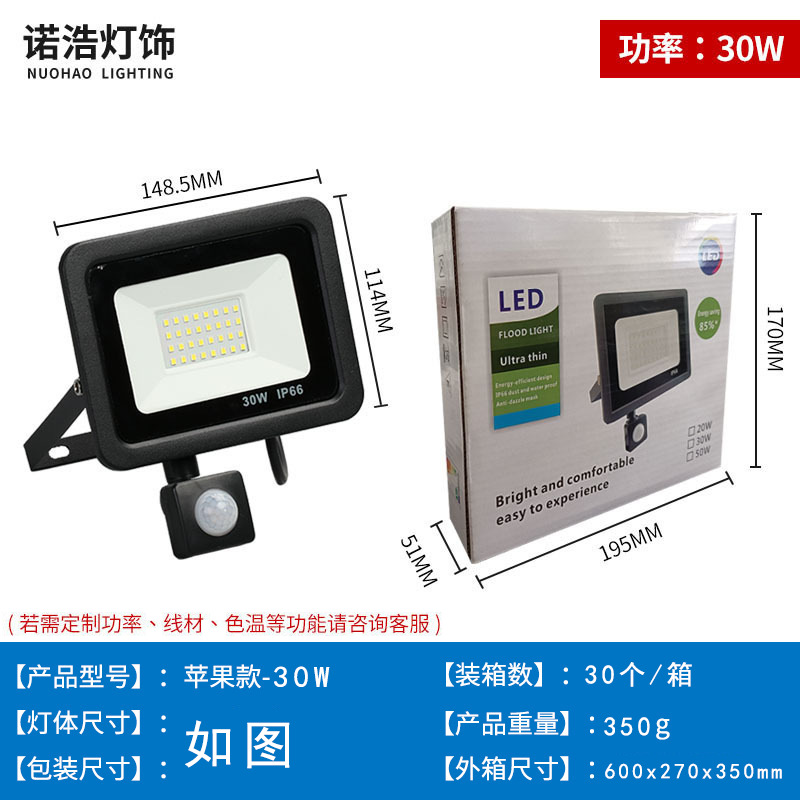 lámpara de proyección LED infrarroja luz de inducción corporal industrial inteligente al aire libre impermeable garaje lámpara de iluminación de patio