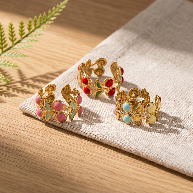 TENA Europa y los Estados Unidos transfronterizos pequeños frescos cerezas fruta de color goteo anillo de diseño de nicho sensación de joyería al por mayor