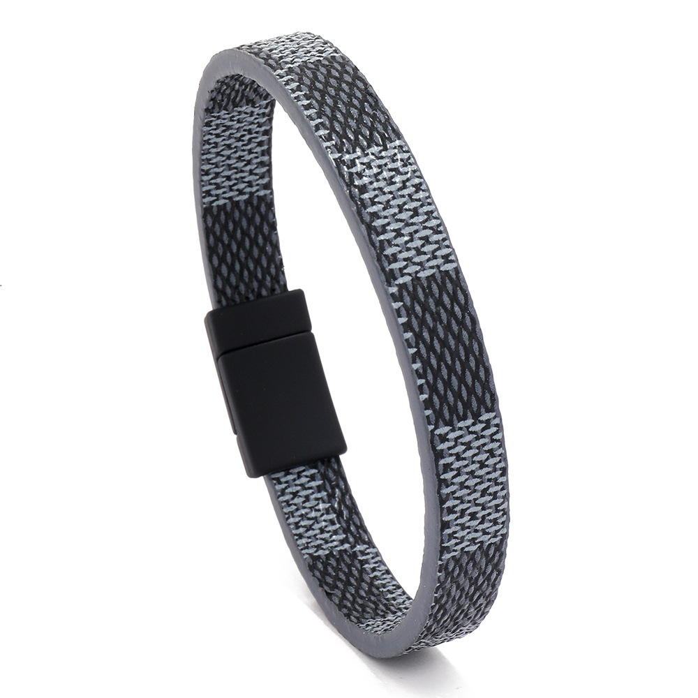 Pu Leather Material Retro Geometric Pu Leather Men's Bracelets Men Cord & Leather Bracelets