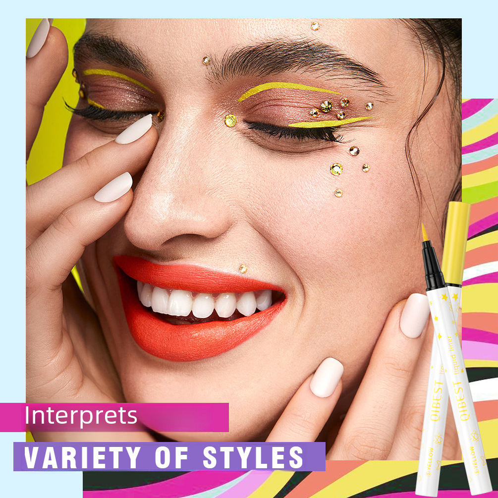 QIBEST matte color eyeliner waterproof sweat-proof non-smudging long-lasting quick-drying smooth beginner eyeliner glue pen