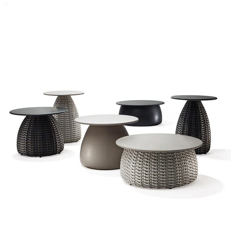Mesa de centro para exteriores, mesa auxiliar redonda de pizarra para balcón o patio, mesa esquinera de madera maciza, muebles para alojamiento