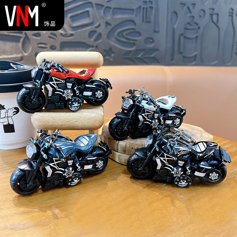 Creative Trendy Pull-Back Harley Motorcycle Keychain Cartoon Car Exquisite Bag Small Gift Pendant Wholesale