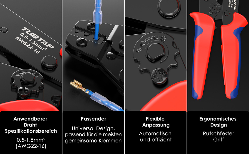 Crimpzange Flachsteckhülsen Set