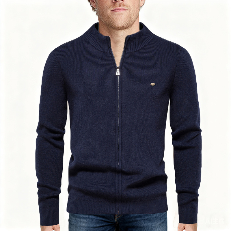 European size cross-border 2023 autumn and winter new cardigan men's sweater zipper solid color sweater quality foreign trade men's clothing