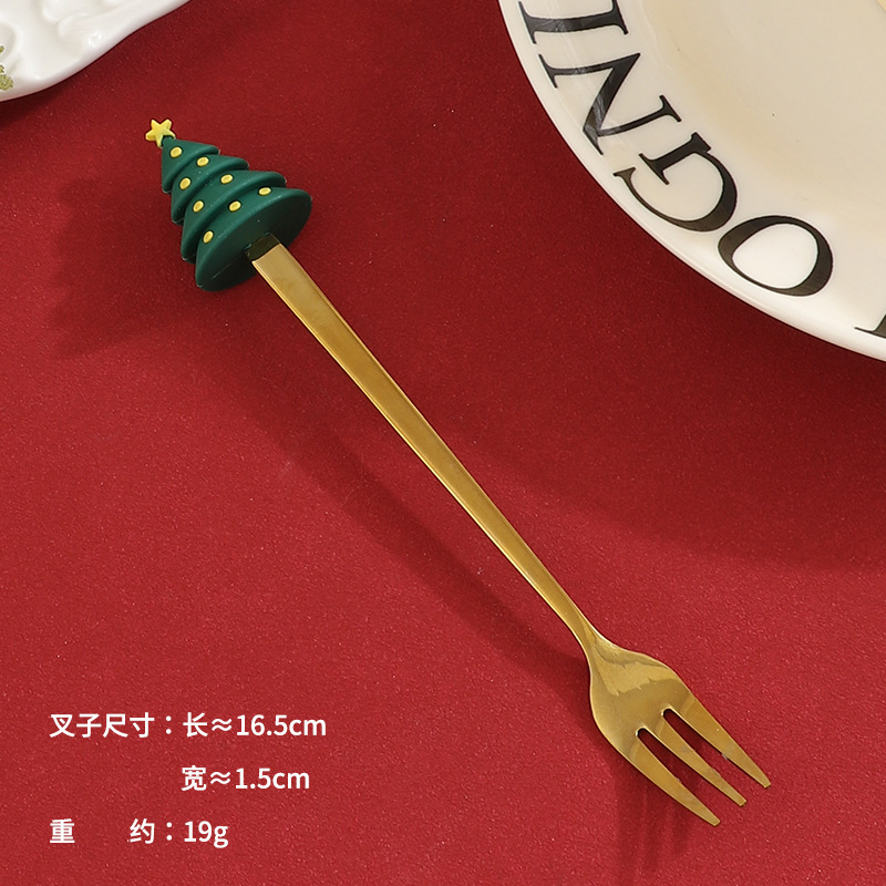 国境を越えた対外貿易304ステンレスクリスマス公仔フォークスプーンセットコーヒーもちスイーツ漫画ギフトボックス食器|undefined
