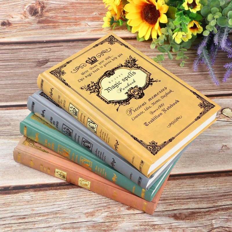 Retro magic notebook, A5 hardcover, thick vintage design, birthday gift