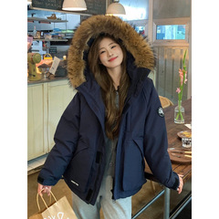 情侣派克服工装毛领加厚羽绒棉服女2025冬款休闲宽松保暖棉衣外套