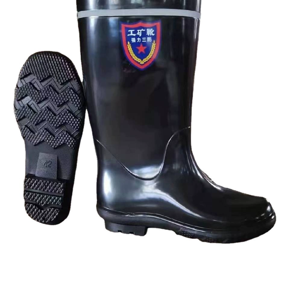 Охрана труда дождевики Водная обувь мужские дождевые сапоги Высокая трубка ПВХ защита труда резиновая обувь для строительной площадки трехстойкие Светоотражающие горные сапоги