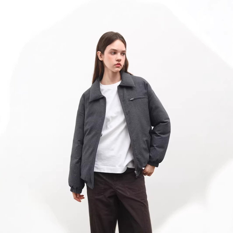 Winter 100% Wool Gold Sequin 95% White Goose down Thickened Jacket Casual Workwear 75890 Winter 100% Wool Gold Sequin 95% White Goose down Thickened Jacket Casual Workwear 75890