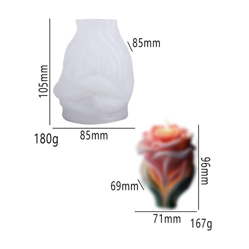 立体玫瑰蜡烛模具节日礼物室内香薰diy伴手礼花朵手工皂硅胶模具|undefined