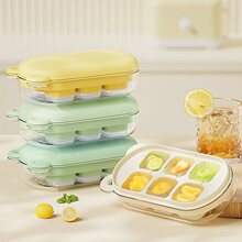 小熊按压冰格硅胶冰块模具食品级迷你制冰盒带盖子小型冻冰块神器