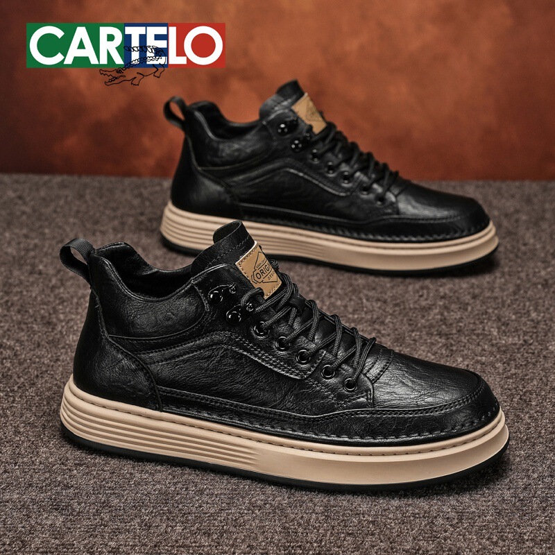 Cardile Crocodile Casual Sneakers Men's 2025 Autumn and Winter New Thick-Soled Heightening Outdoor Sports High-Top Shoes for Men