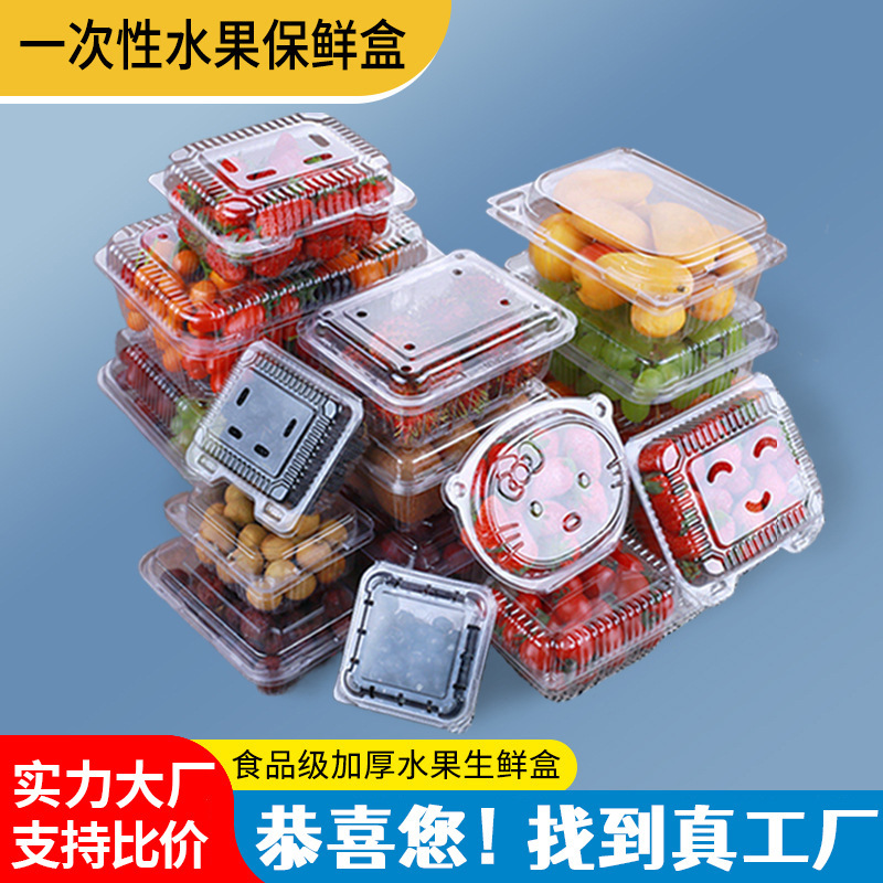 Wholesale Disposable Fruit Boxes with Transparent Lids, Thickened Plastic Blister Packaging Boxes, Take-Out Packaging Fruit Cutting Boxes, Customizable
