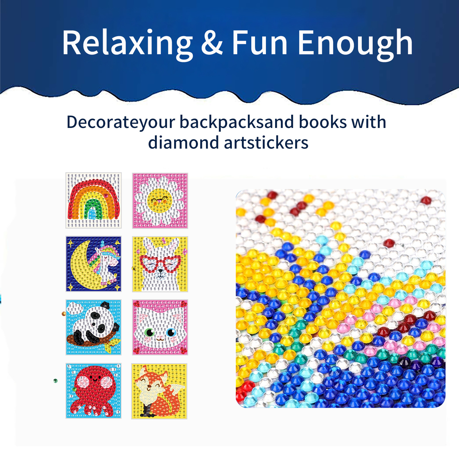 Los mejores dibujos animados de animales pequeños dibujos de diamante pegatinas DIY aleatorias pegatinas de pared pegatinas hechas a mano para niños cristal brillante diamante