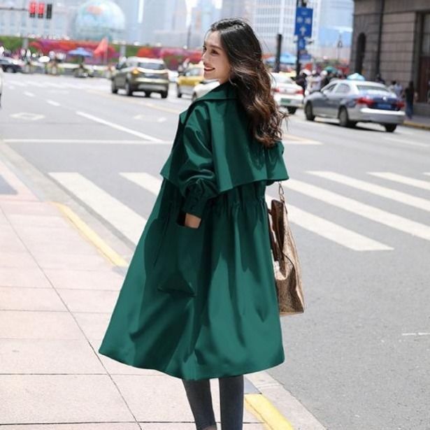 春秋外套女2024新款韩版时尚薄款英伦风大衣收腰显瘦中长款女风衣
