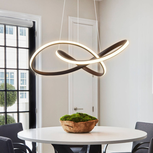 Restaurant chandelier modern minimalist creative personality art dining room curve lamp study Nordic post-modern lighting fixtures