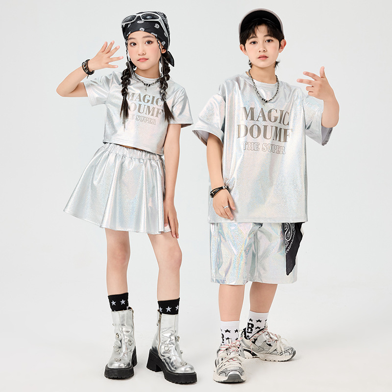 女童爵士舞嘻哈服装儿童街舞hiphop潮服酷帅女孩炸街舞台走秀潮装