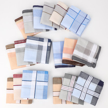 40cm色织手帕男士格子全棉擦汗小方巾老式复古经典怀旧吸汗手绢
