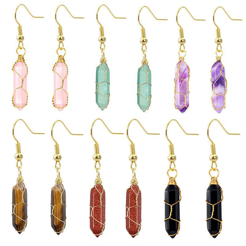10g Weight Iron Ear Needle Material Drop Earrings Classification 1 Pair Casual Simple Style Geometric Natural Stone Crystal Iron Drop Earrings