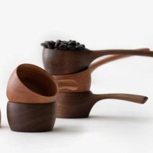 咖啡勺木勺厂家制定材质可选跨境黑胡桃量勺实木定量咖啡勺榉木